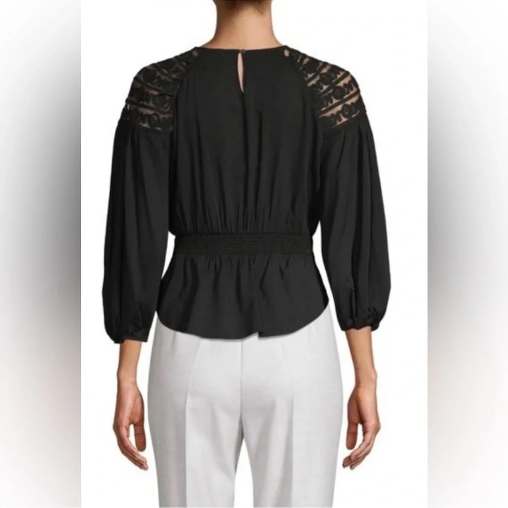 Free People Black Eyelet Top Sz S